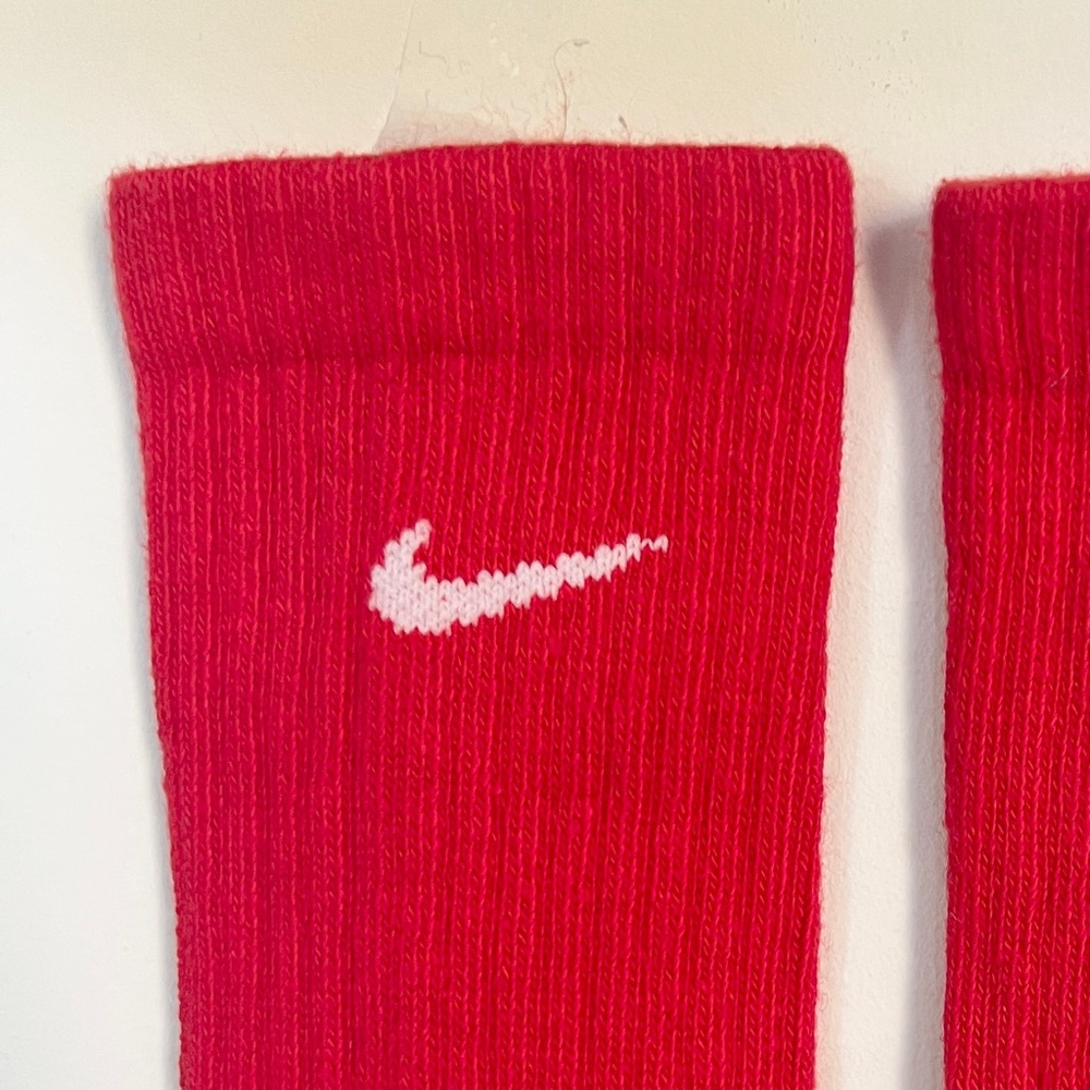 Nike red white swoosh ribbed tall socks - Picture 3 of 4